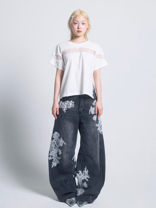 Sparkle lace denim